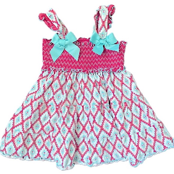 Sophie Rose Baby Dress Size 12 Months Pink Blue White - Picture 1 of 6